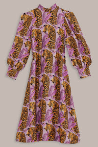 Farm Rio Lavender Tiger Leaves Midi Dress