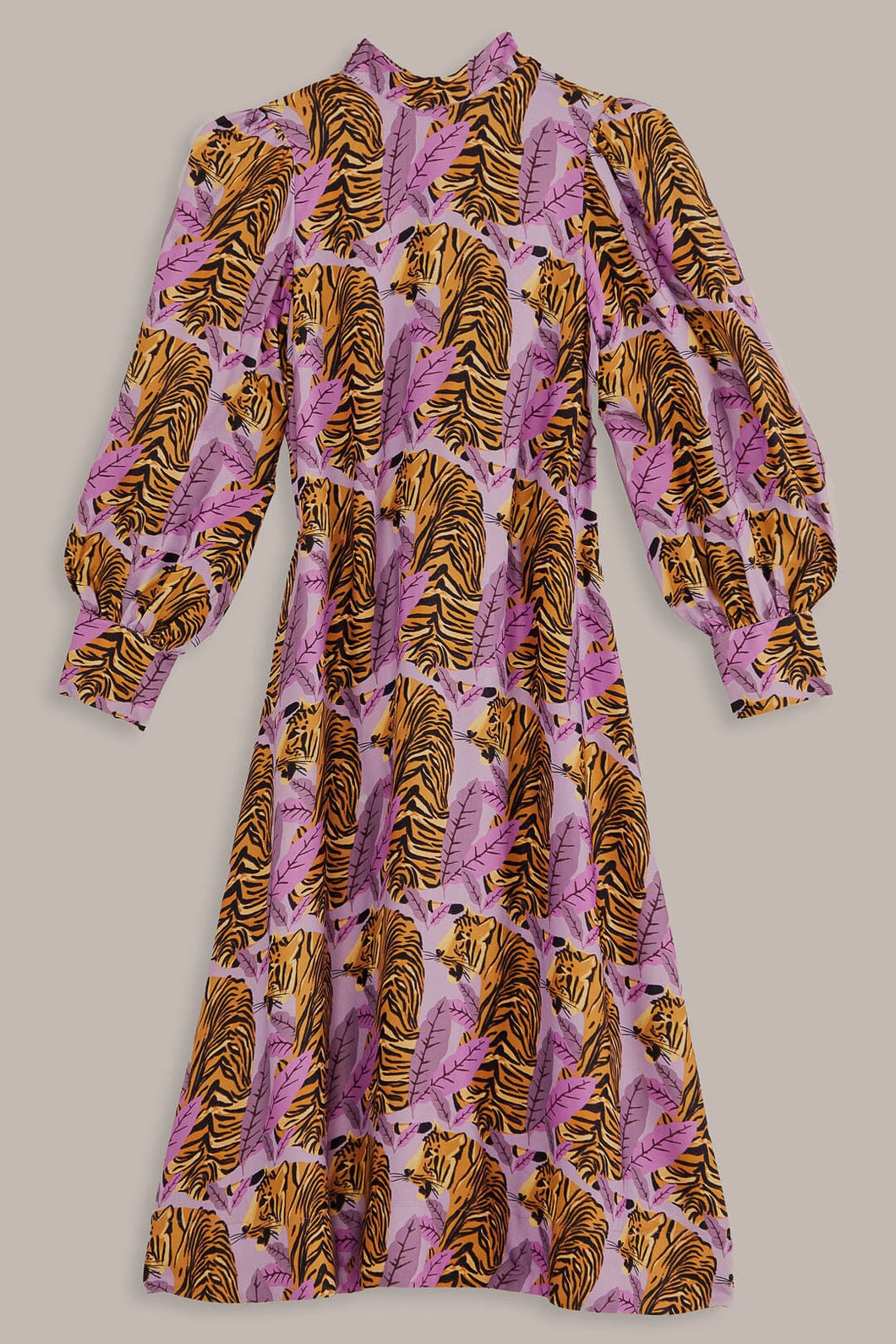 Farm Rio Lavender Tiger Leaves Midi Dress