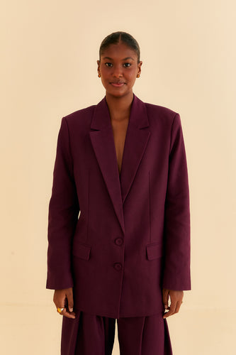 Farm Rio Straight Blazer in Burgundy - FINAL SALE