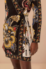 Load image into Gallery viewer, Farm Rio Maxi Floral Black Wrap Mini Dress - FINAL SALE