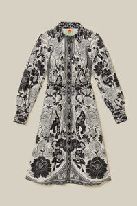 Farm Rio Off-White Flower Leopards Collared Midi Dress