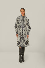 Load image into Gallery viewer, Farm Rio Off-White Flower Leopards Collared Midi Dress