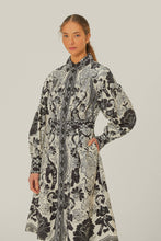 Load image into Gallery viewer, Farm Rio Off-White Flower Leopards Collared Midi Dress