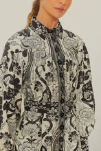 Load image into Gallery viewer, Farm Rio Off-White Flower Leopards Collared Midi Dress