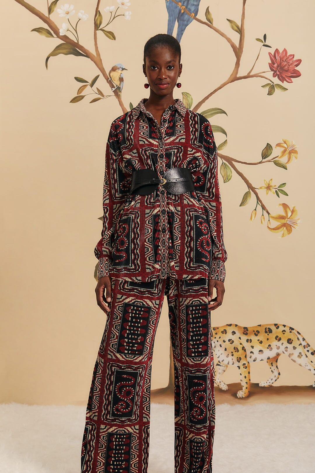 Farm Rio Black Snake Scarves Pleated Pants - FINAL SALE – Serge+ Jane