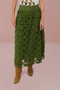 Farm Rio Green Richelieu Midi Skirt - FINAL SALE