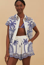 Load image into Gallery viewer, Farm Rio Blue Palm Trees Richelieu Short