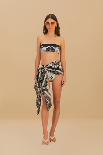 Farm Rio Black Flower Leopards Sarong