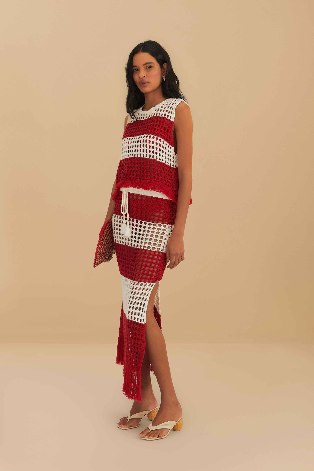 farm rio crochet dress Farm Rio Red Stripes Crochet Blouse