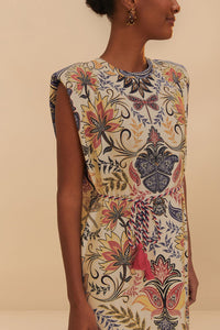 Farm Rio Off-White Boho Glam Midi Dress