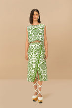 Load image into Gallery viewer, Farm Rio Green Delicate Tapestry Midi Skirt