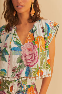 Farm Rio Off-White Sweet Bloom Blouse