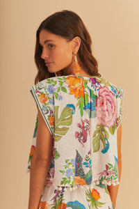 Farm Rio Off-White Sweet Bloom Blouse