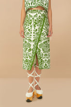 Load image into Gallery viewer, Farm Rio Green Delicate Tapestry Midi Skirt