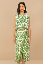 Load image into Gallery viewer, Farm Rio Green Delicate Tapestry Midi Skirt