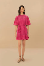 Load image into Gallery viewer, Farm Rio Pink Short Sleeve Ruched Mini Dress