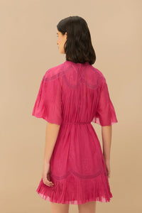 Farm Rio Pink Short Sleeve Ruched Mini Dress