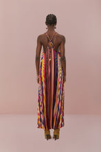 Load image into Gallery viewer, Farm Rio Multicolor Diagonal Stripes Pleated Stripes Midi Dress