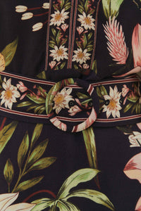 Farm Rio Black Surreal Flowers Long Sleeve Mini Dress
