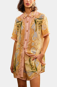 Farm Rio Mulitcolor Banana Royalty Kaleidoscope Shirt