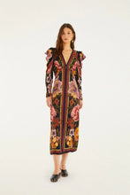 Load image into Gallery viewer, Farm Rio Chenille Flowers Black Midi Dress - FINAL SALE