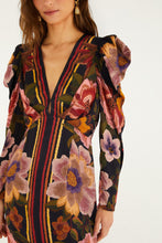 Load image into Gallery viewer, Farm Rio Chenille Flowers Black Midi Dress - FINAL SALE