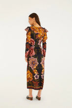 Load image into Gallery viewer, Farm Rio Chenille Flowers Black Midi Dress - FINAL SALE
