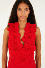 Load image into Gallery viewer, Farm Rio 3d Flower Euroflax Premiun Linen Maxi Dress in Red