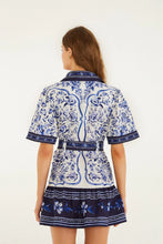 Load image into Gallery viewer, Farm Rio Off-White Porcelain Garden Euroflax Permium Linen Mini Dress