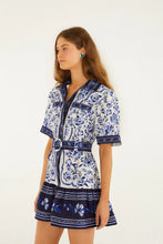 Load image into Gallery viewer, Farm Rio Off-White Porcelain Garden Euroflax Permium Linen Mini Dress