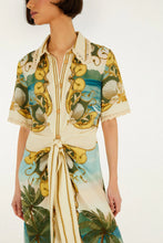 Load image into Gallery viewer, Farm Rio Off-White Royal Sea Collared Lenzing Ecovero Euroflax Midi Dress
