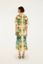 Load image into Gallery viewer, Farm Rio Off-White Royal Sea Collared Lenzing Ecovero Euroflax Midi Dress