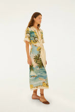Load image into Gallery viewer, Farm Rio Off-White Royal Sea Collared Lenzing Ecovero Euroflax Midi Dress