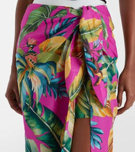 Load image into Gallery viewer, Farm Rio Tropicalia Midi Skirt in Bird Leaves Sand