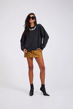 Load image into Gallery viewer, One Teaspoon Crystal Leaf Oversized Sweater in Washed Black