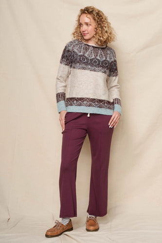 Sundry Reverse Jaquard Pullover Sweater in Oyster