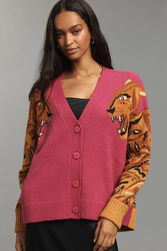Farm Rio Bold Tiger Sleeve Knit Cardigan
