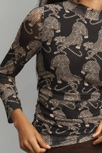 Load image into Gallery viewer, Farm Rio Striped Tiger Black Tulle Blouse