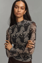 Load image into Gallery viewer, Farm Rio Striped Tiger Black Tulle Blouse