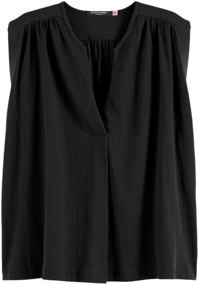 Scotch and Soda Drapey V-neck T-Shirt in Black