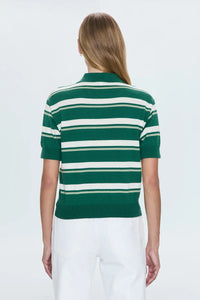 Pistola Drea Cropped Polo in Emerald Stripe