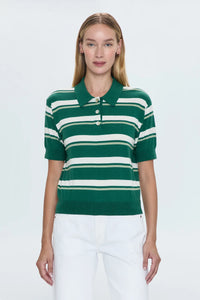 Pistola Drea Cropped Polo in Emerald Stripe