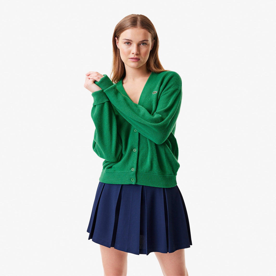 Lacoste x Bandier Cashmere Cardigan in Green - FINAL SALE