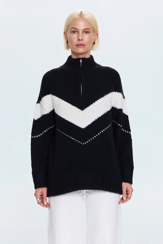 Pistola Arden Chevron Colorblock Sweater in Black Vanilla Ice