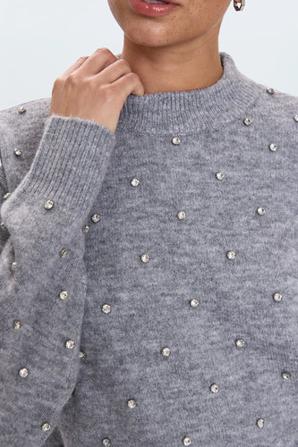 Pistola Aura Relaxed Crew Neck Sweater in Charcoal Diamonte