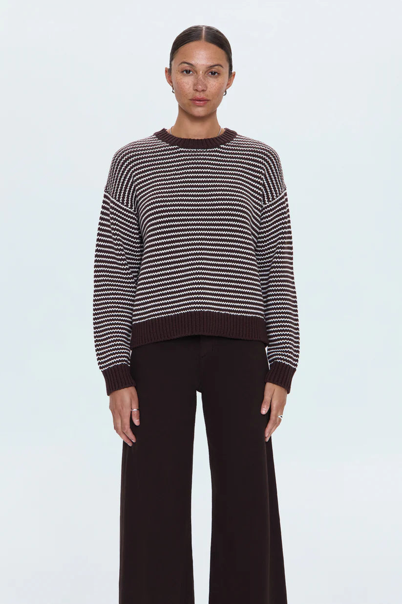 Pistola Aura Relaxed Crew Neck Sweater in Mocha