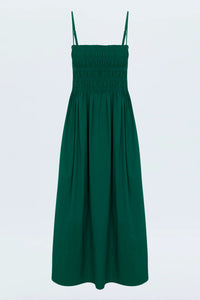 Pistola Bianca Shirred Bodice Dress in Emerald