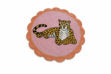 Load image into Gallery viewer, Mahjong Montage Leopard Beaded Scalloped Mat - FINAL SALE