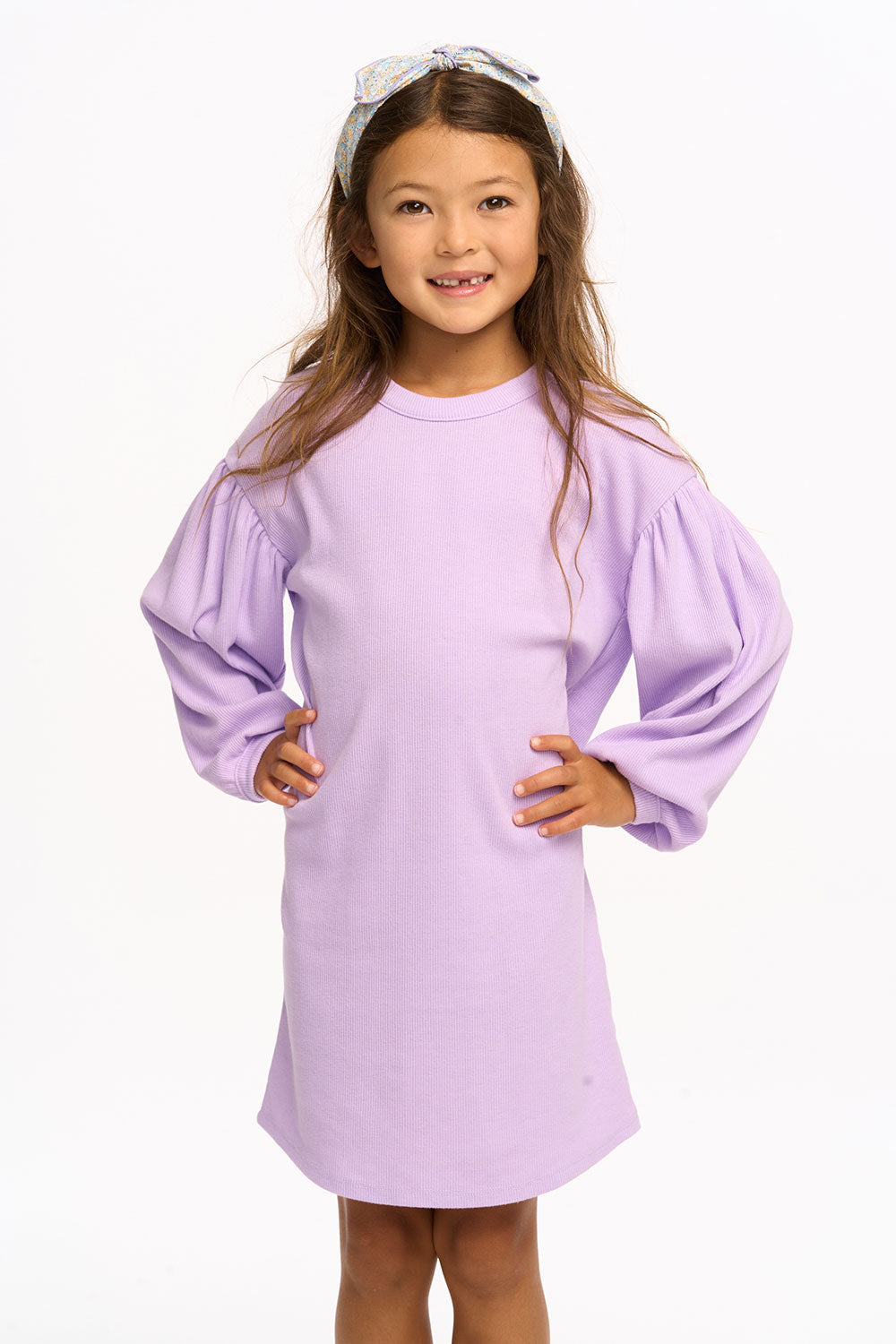 Chaser Kids Riley L/S Dress in Digital Lavendar - FINAL SALE