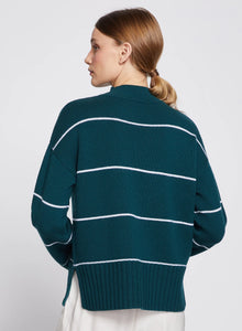 Stateside Striped Mock Neck Sweater in Evergreen - FINAL SALE